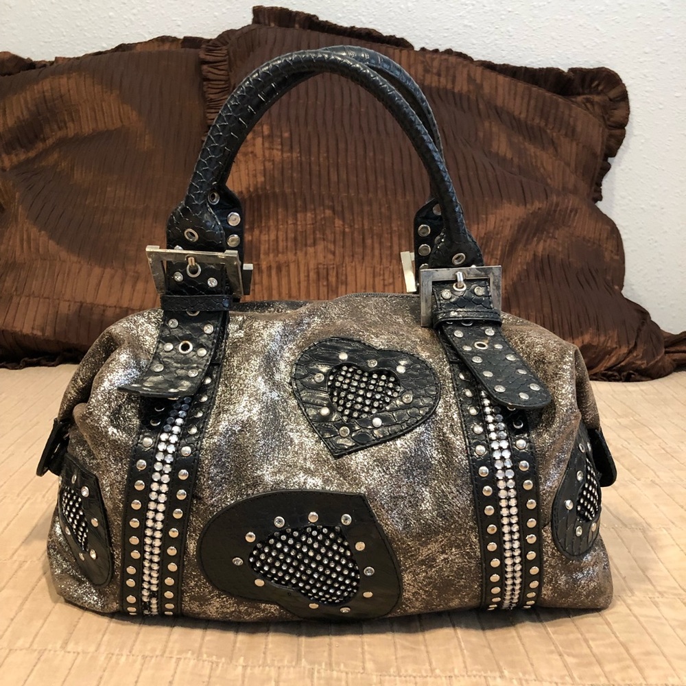 Black silver bag